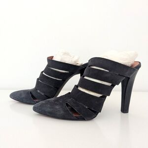 Rebecca Minkoff Women's Dasa Cut-Out Nubuck Mules 8 Black